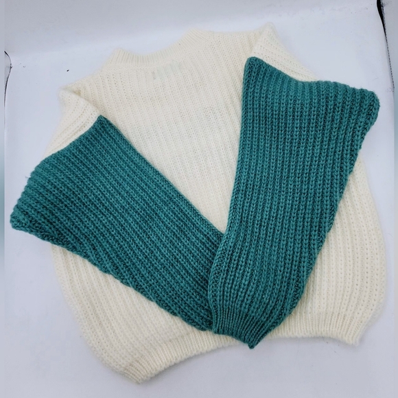 PIUPIUCHICK Knitted Sweater In Emerald And Ecru Embroidered "Bon Voyage" Size 6 - Picture 4 of 13